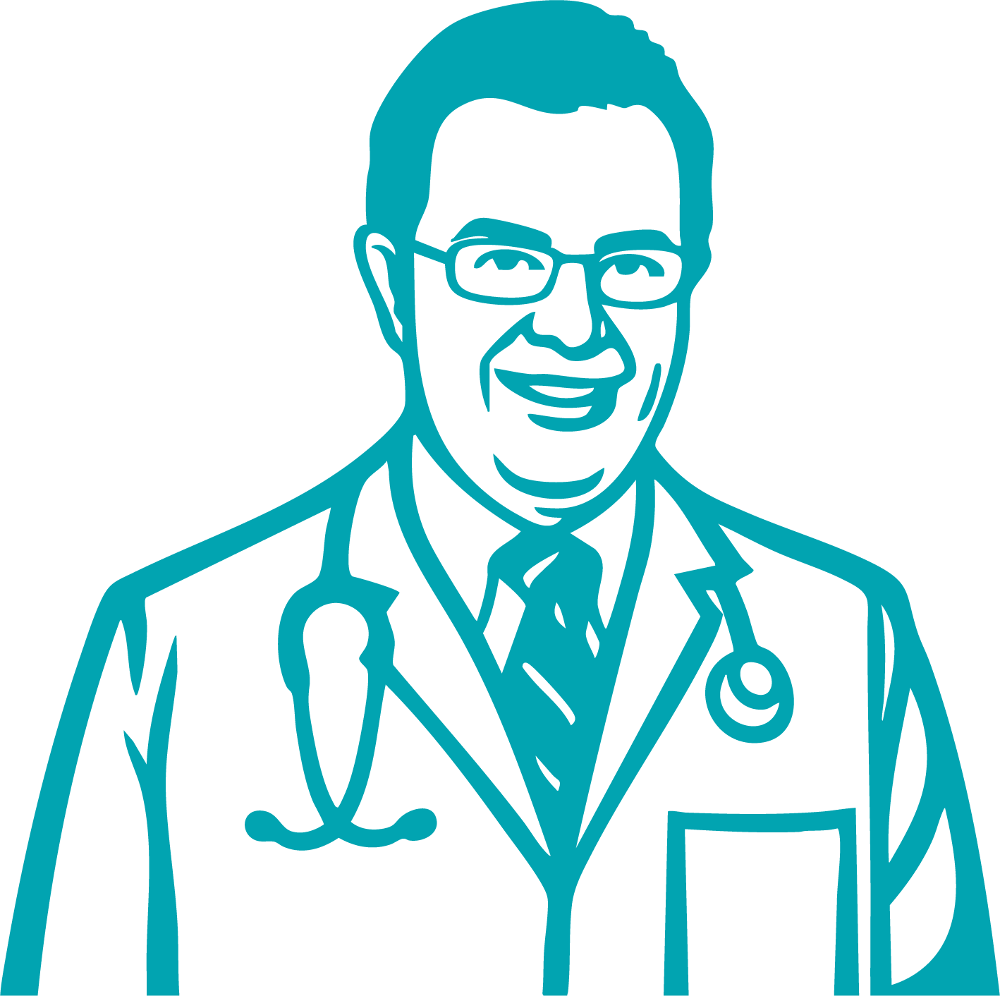 Illustration of Dr. Phanor Calle wearing a stethoscope